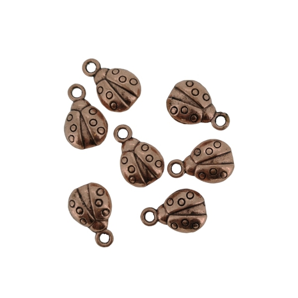 METAL BEADS - PENDANT - LADYBUG 01 - 9x14x5mm ANTIQUE BRASS - PACKAGE 70pcs. Hole-2.0mm