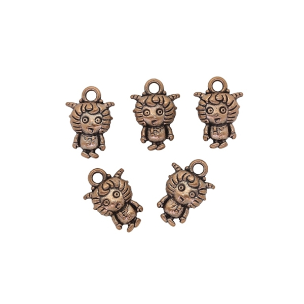 METAL BEADS - PENDANT - GOAT - 10x15x4mm ANTIQUE BRASS - 10pcs. Hole-2.0mm