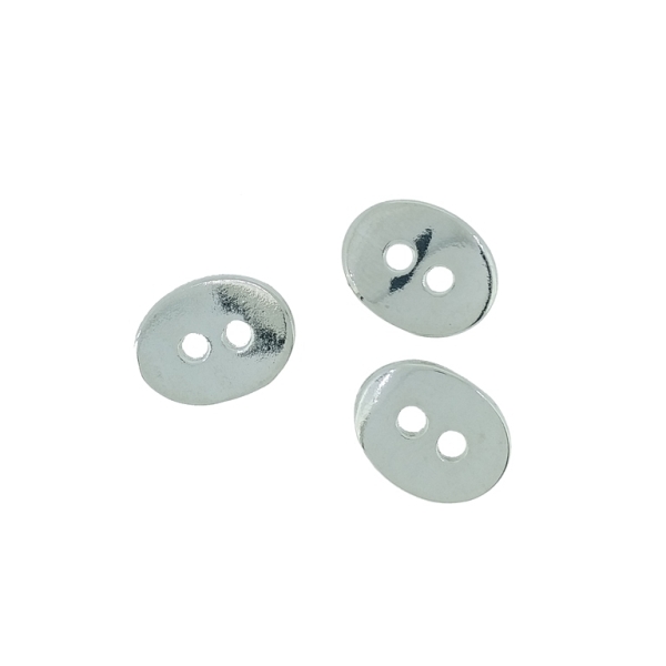 METAL BEADS - PENDANT - BUTTON 01 - 14x11x1.7mm NICKEL - 10pcs. Hole-2.2mm