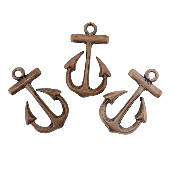 METAL BEADS - PENDANT - ANCHOR 02 - 15x24x3mm ANTIQUE BRASS - 4pcs. Hole-2.2mm