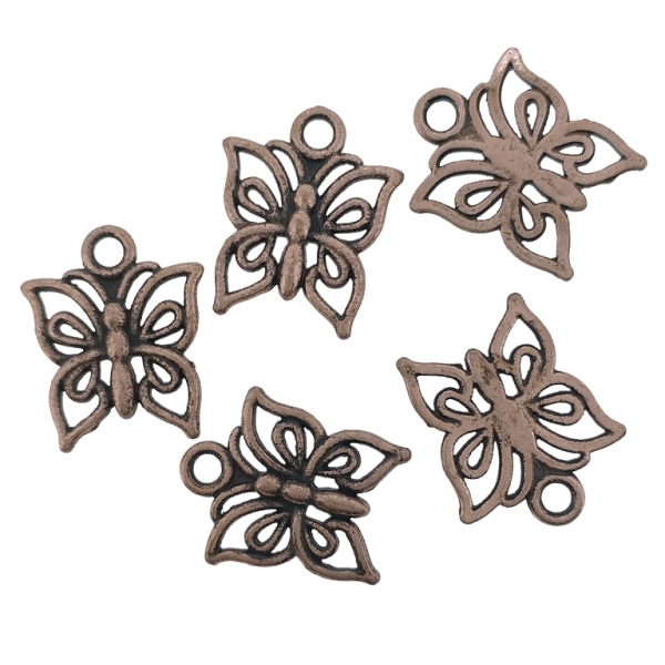 METAL BEADS - PENDANT - BUTTERFLY CONTOUR 03 - 12x15x1.5mm ANTIQUE BRASS - 20pcs. Hole-1.8mm