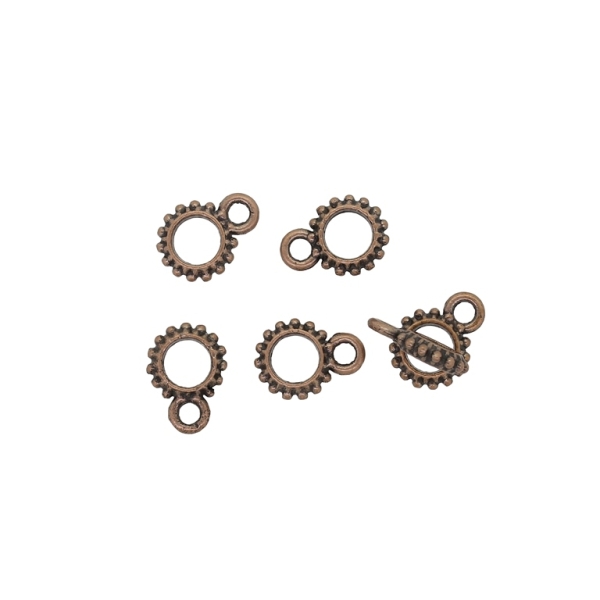 METAL BEADS - ROUND BALLS WITH RING 2.0mm - 8x11x2mm ANTIQUE BRASS - PACKAGE 340pcs. Hole-4.5mm