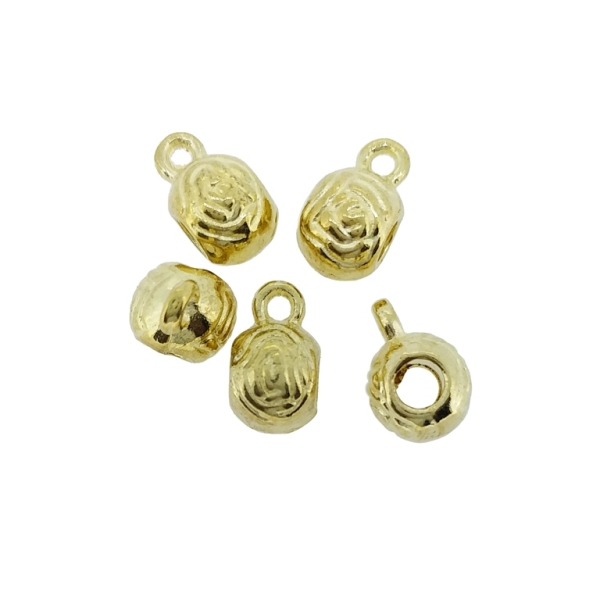 METAL BEADS - BALL ROSE WITH RING 1.8mm - 7x11.5x8mm GOLD - PACKAGE 75pcs. Hole-3.5mm