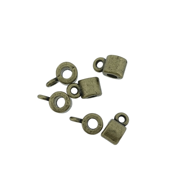 METAL BEADS - CYLINDER SMOOTH WITH RING 1.5mm - 5x9x5.5mm ANTIQUE BRONZE - 20pcs. Hole-2.8mm