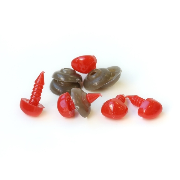 MATERIALS FOR CRAFT AND DECORATION - SAFETY NOSE - 9x6x5mm RED (LIGHT) - 20pcs.