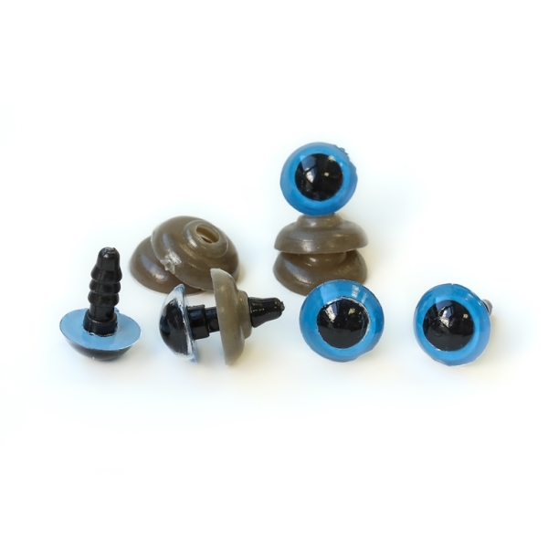 MATERIALS FOR CRAFT AND DECORATION - COLORFUL SAFETY EYES - 9x4mm BLUE AND BLACK - 20pcs.