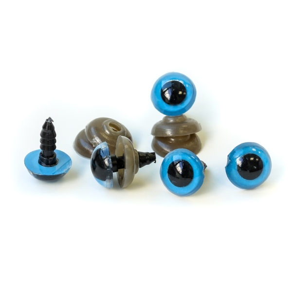 MATERIALS FOR CRAFT AND DECORATION - COLORFUL SAFETY EYES - 10x4mm BLUE AND BLACK - 20pcs.