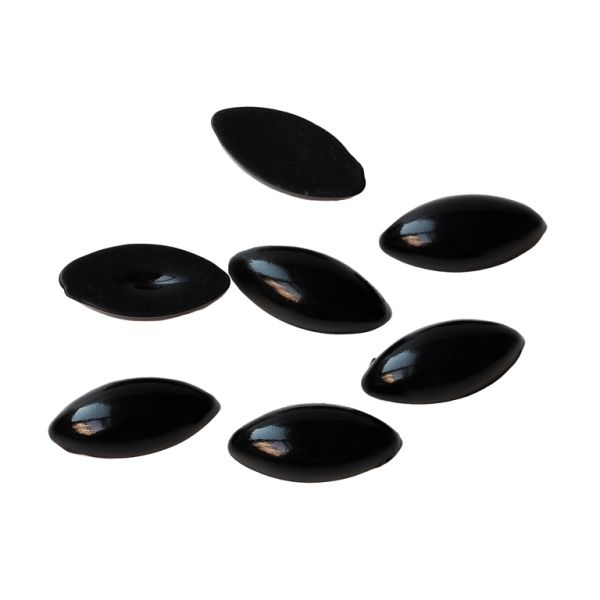 MATERIALS FOR CRAFT AND DECORATION - EYES FOR GLUING - ELLIPSE 15x6.5x3mm BLACK - 500pcs.