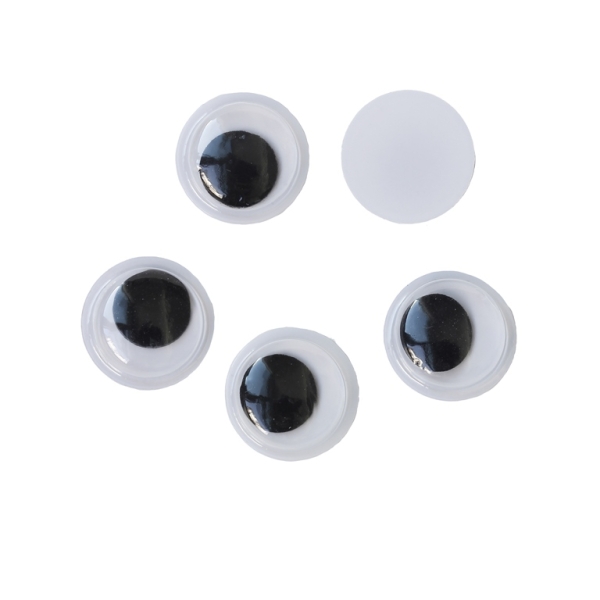 MATERIALS FOR CRAFT AND DECORATION - WIGGLE EYES - 12x4mm WHITE AND BLACK - 100pcs.