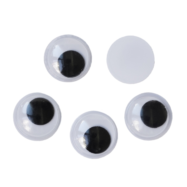 MATERIALS FOR CRAFT AND DECORATION - WIGGLE EYES - 14x4mm WHITE AND BLACK - 50pcs.