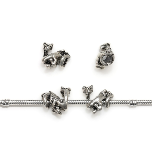 PANDORA TYPE - METAL - DRAGON 01 - 16x16x8mm NICKEL - 6pcs. Hole-4.5mm