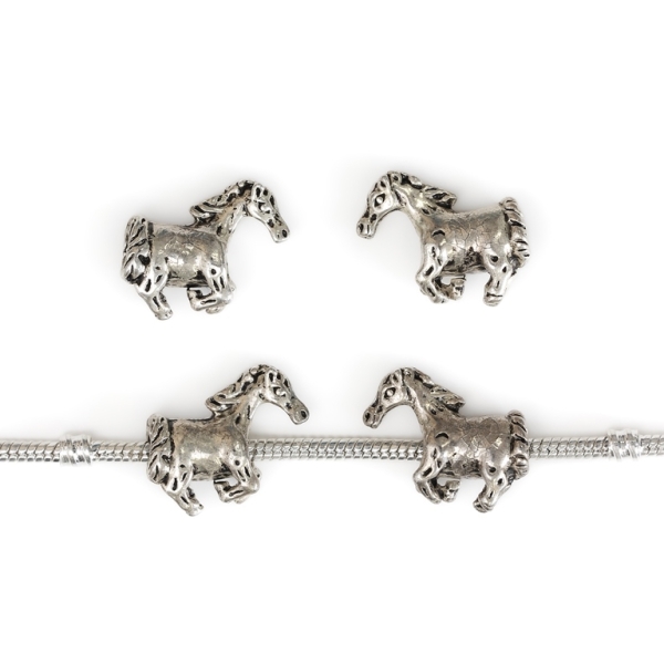 PANDORA TYPE - METAL - HORSE IN A GALLOP - 21x18x8mm NICKEL - 6pcs. Hole-4.5mm