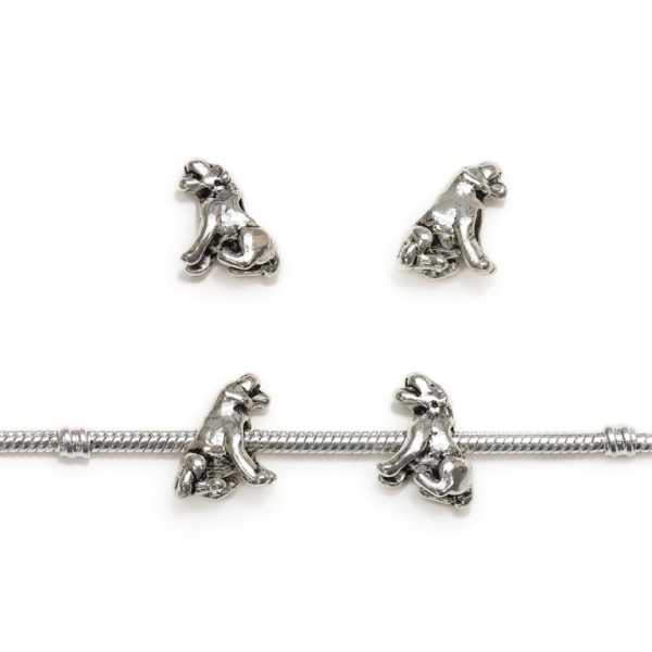 PANDORA TYPE - METAL - DOG 02 - 13x15x7mm NICKEL - 8pcs. Hole-4.5mm