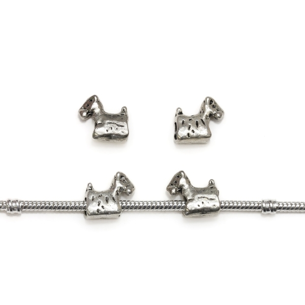 PANDORA TYPE - METAL - DOG 03 - 14x13x7mm NICKEL - 8pcs. Hole-4.5mm