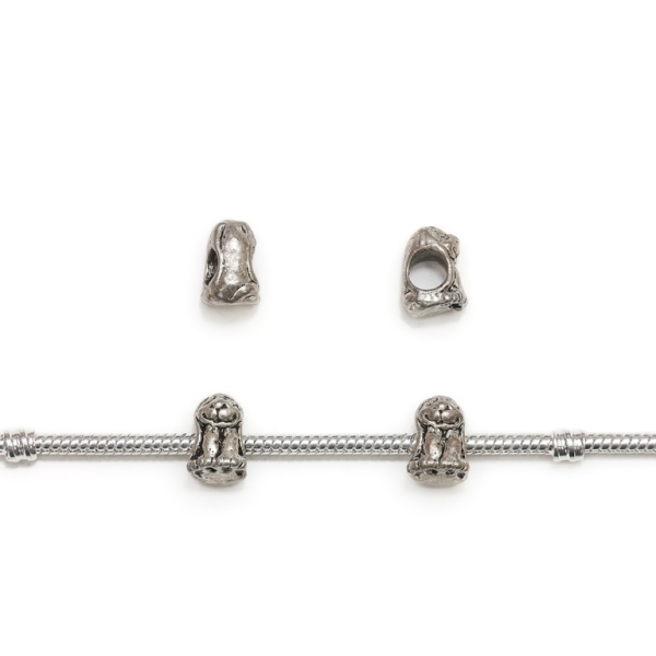 PANDORA TYPE - METAL - DOG 04 - 8x11x8mm NICKEL - 10pcs. Hole-4.5mm