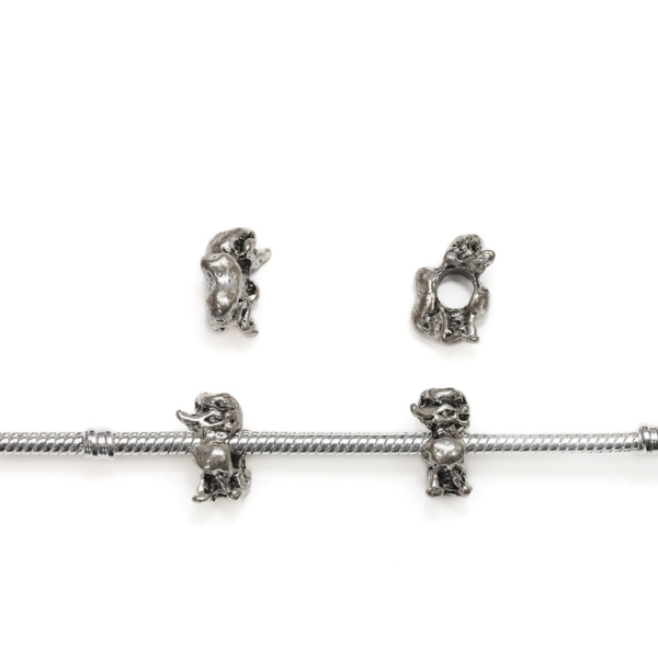 PANDORA TYPE - METAL - FOX 01 - 9x15x13mm NICKEL - 10pcs. Hole-4.0mm