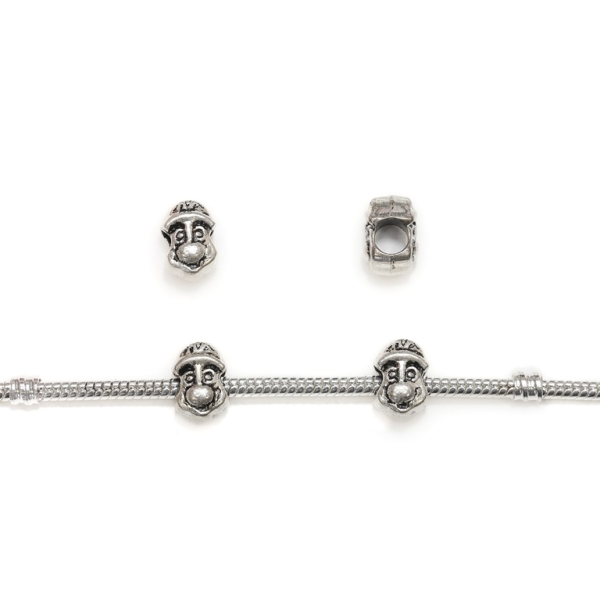 PANDORA TYPE - METAL - MAN 02 HEAD - 8x11x8mm NICKEL - 10pcs. Hole-4.5mm