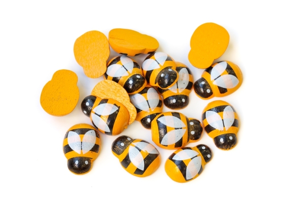 WOODEN BEE FOR GLUING - 14x19x6mm ORANGE - 200pcs.