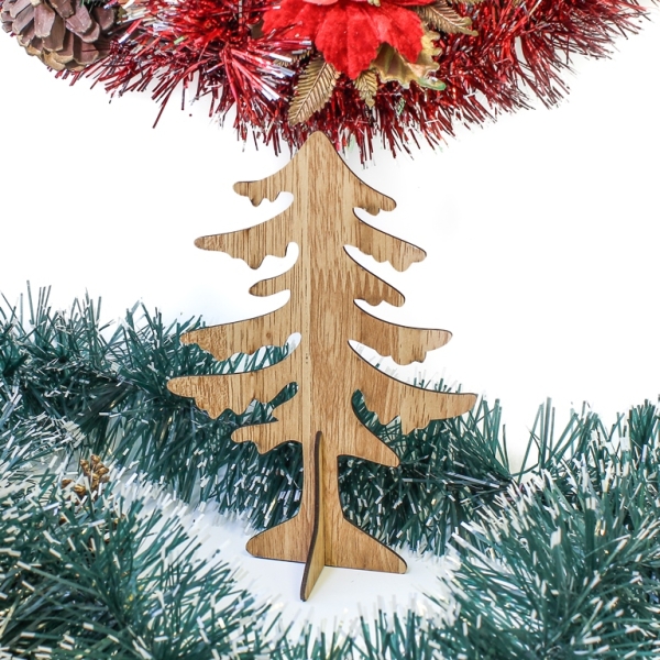 CHRISTMAS DECORATION - PENDANT WOODEN - CHRISTMAS TREE 01 - 14x20x7.5cm BROWN (LIGHT) - PACKAGE 6pcs.