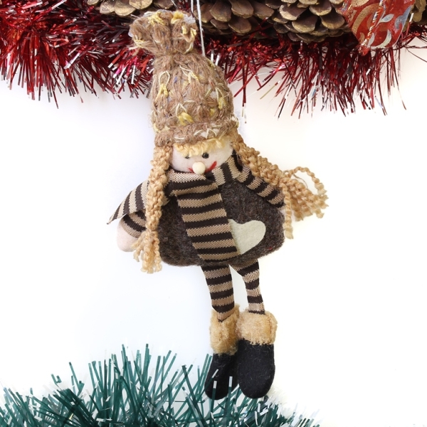 CHRISTMAS DECORATION - PENDANT TEXTILE - DOLL 01 - 10x22x3cm BROWN - PACKAGE 6pcs.