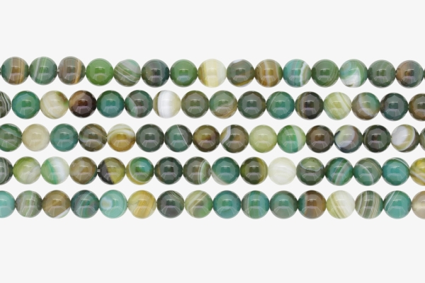 NATURAL STONE BEADS - AGATE GREEN - 8mm - PACKAGE (5x48pcs.) Hole-1.6mm