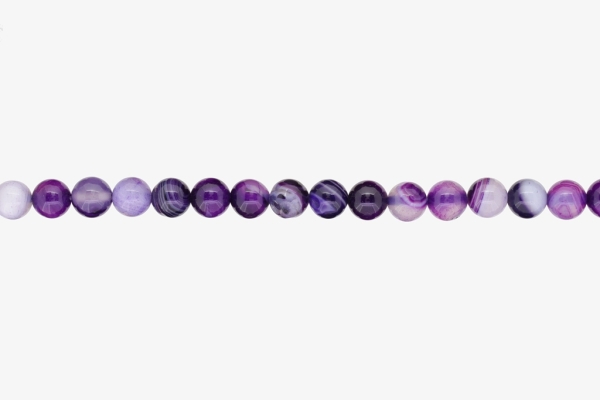 NATURAL STONE BEADS - AGATE PURPLE - 8mm - STRING (48pcs.) Hole-1.6mm