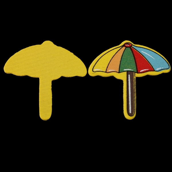 WOODEN FIGURES - BABIES FOR GLUING - BEACH UMBRELLA 01 - 38x37x2mm YELLOW AND COLORFUL - 10 pcs.