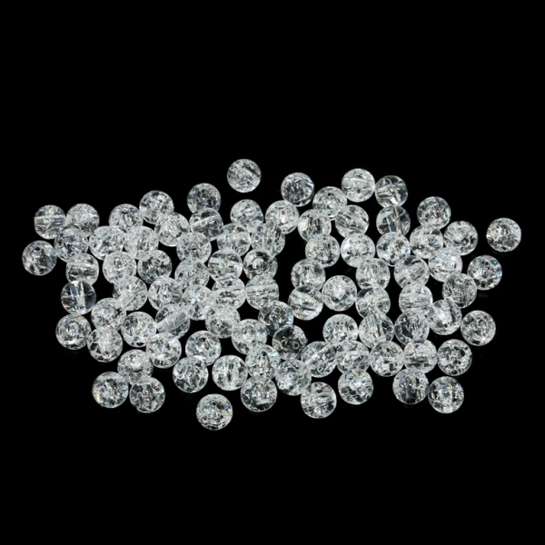 TRANSPARENT PLASTIC BEADS - CRACKLED - BALL - 6mm WHITE V01 - 500g Hole-1.6mm (4500pcs.)