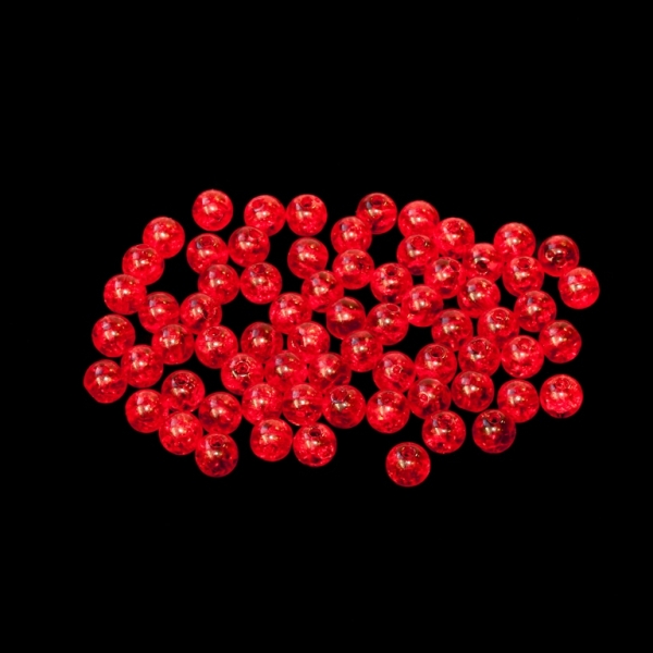 TRANSPARENT PLASTIC BEADS - CRACKLED - BALL - 6mm RED V12 - 50g Hole-1.6mm (450pcs.)