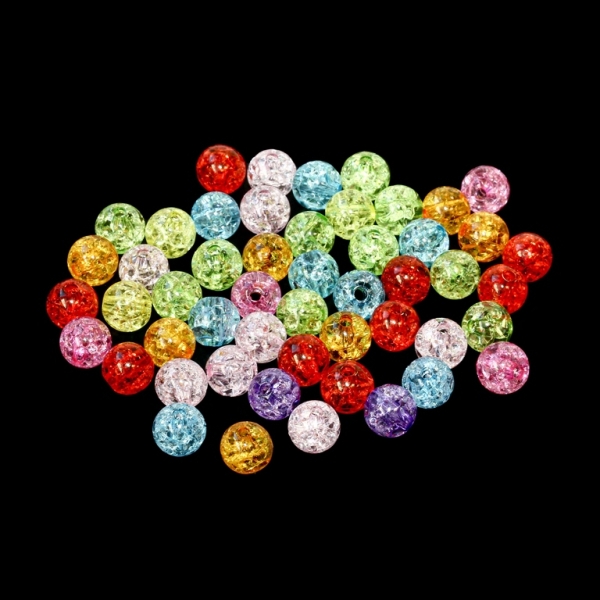 TRANSPARENT PLASTIC BEADS - CRACKLED - BALL - 8mm MIX - 50g Hole-2.0mm (193pcs.)