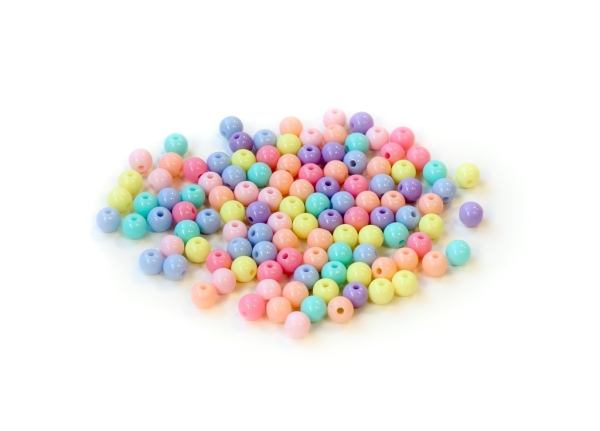 OPAQUE PLASTIC BEADS - BALL - 6mm MIX PINK (LIGHT) - 50g Hole-1.7mm (420pcs.)