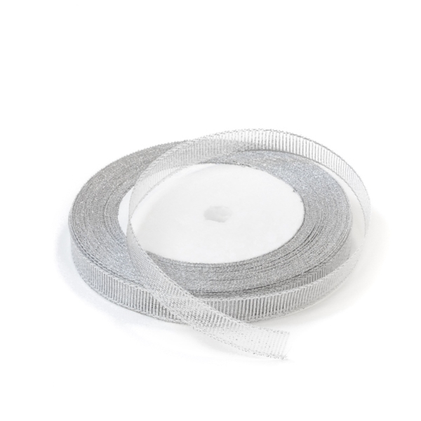 SATIN LAME 1.0cm - SILVER - PACKAGE 10x25yards(22m)