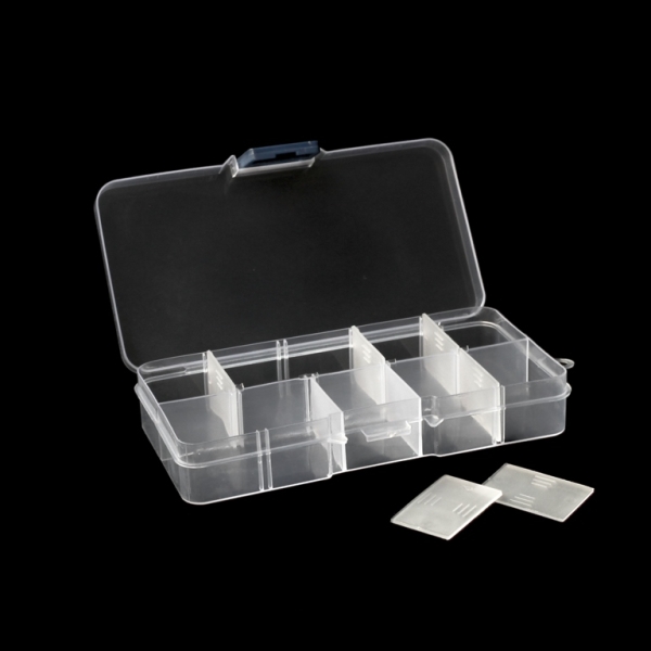 PLASTIC BOX - ORGANIZER 5x2 - MOVABLE DIVISIONS - 12.7x6.8x2.3cm TRANSPARENT WHITE - 1pc.