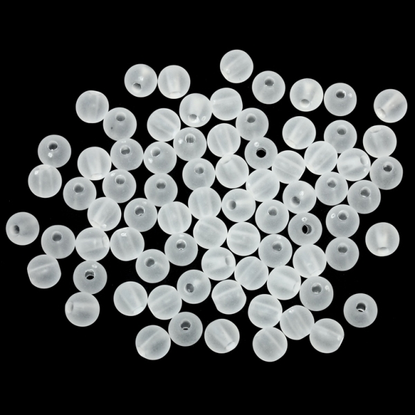 TRANSPARENT PLASTIC BEADS - MATTE - BALL - 6mm WHITE V01 - 50g Hole-1.8mm (440pcs.)