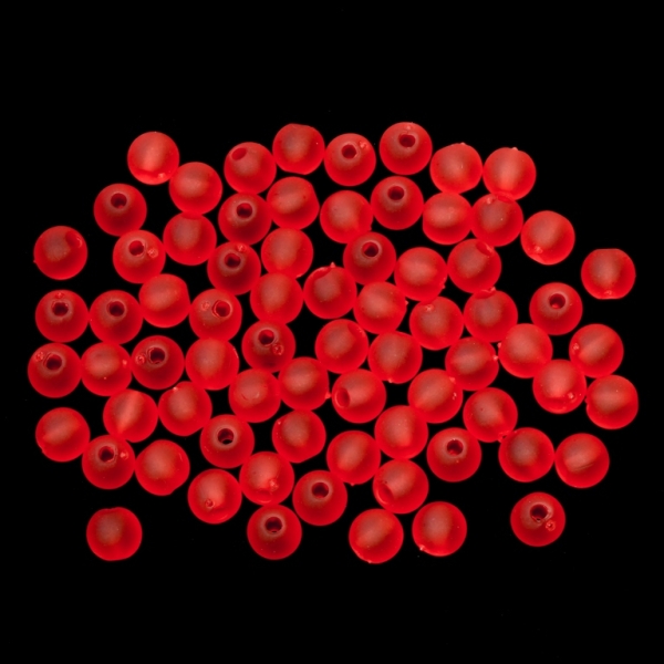 TRANSPARENT PLASTIC BEADS - MATTE - BALL - 6mm RED V12 - 50g Hole-1.8mm (440pcs.)