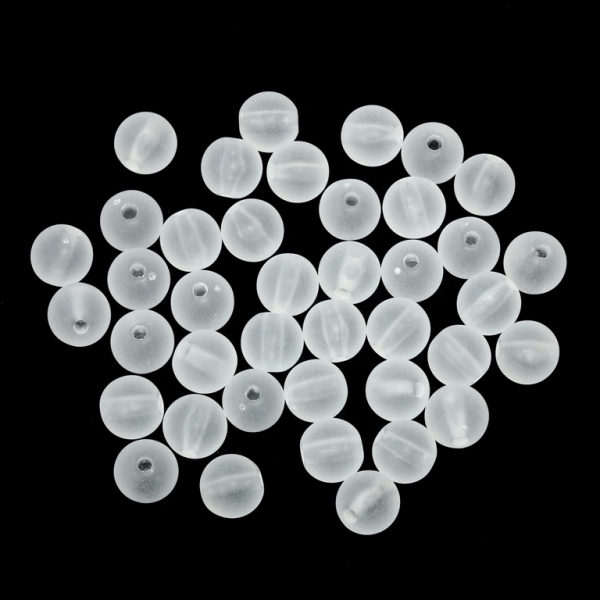 TRANSPARENT PLASTIC BEADS - MATTE - BALL - 8mm WHITE V01 - 50g Hole-1.8mm (196pcs.)