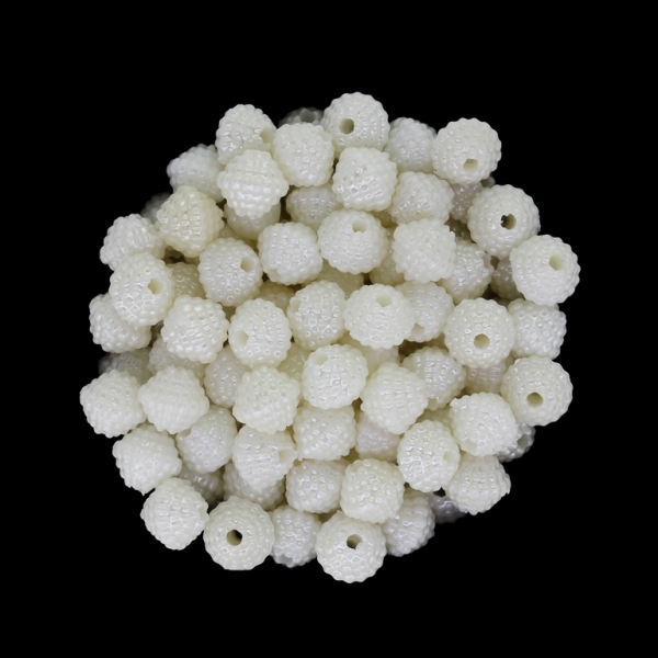 ACRYLIC IMITATION PLASTIC PEARLS EMBOSSED - BICONUS ROUGH - 7x8mm WHITE - 50 g Hole-1.8mm (315 pcs.)