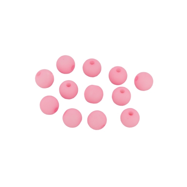 OPAQUE MATTE PLASTIC BEADS - BALL - 8mm PINK С02 - 50g  Hole-1.8mm (185pcs.)