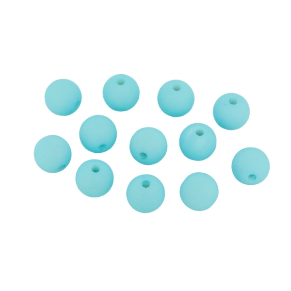 OPAQUE MATTE PLASTIC BEADS - BALL - 10mm BLUE (LIGHT) С29 - 50g  Hole-2.2mm (88pcs.)