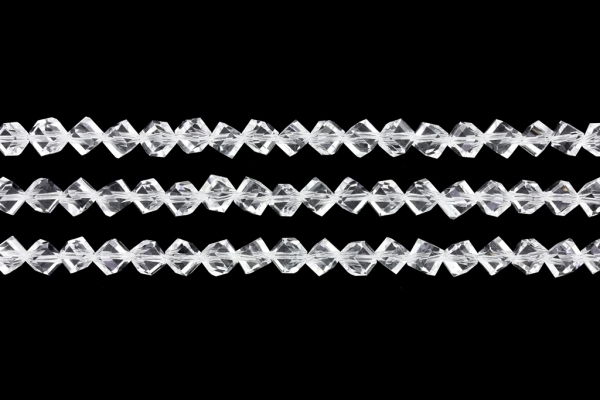 GLASS BEADS - CRYSTALS - CUBE DIAGONAL 6x6mm - TRANSPARENT - WHITE 001 - STRING (70pcs.) Hole-1.5mm