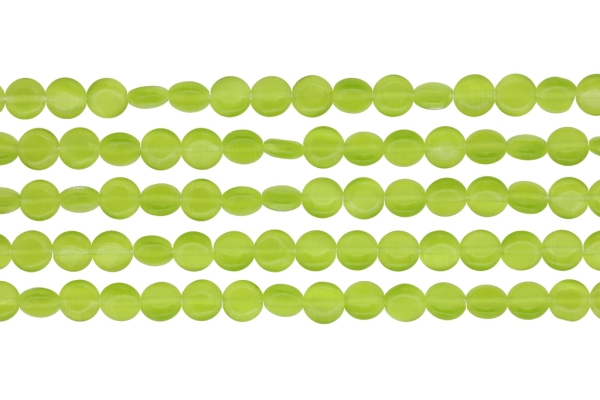 BEADS FROM NATURAL STONES - CAT'S EYE - BONIBON - 8x3mm GREEN (LIGHT) - PACKAGE (5x50pcs.) Hole-1.0mm