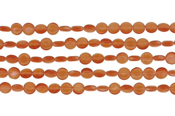 BEADS FROM NATURAL STONES - CAT'S EYE - BONIBON - 8x3mm ORANGE (DARK) - PACKAGE (5x50pcs.) Hole-1.0mm