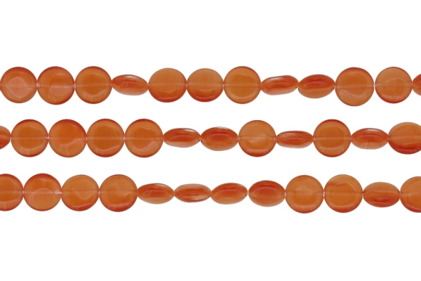 BEADS FROM NATURAL STONES - CAT'S EYE - BONIBON - 10x4mm ORANGE (DARK) - PACKAGE (3x40pcs.) Hole-1.0mm