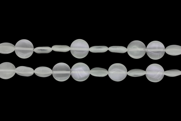 BEADS FROM NATURAL STONES - CAT'S EYE - BONIBON - 12x4mm WHITE - PACKAGE (2x33pcs.) Hole-1.0mm