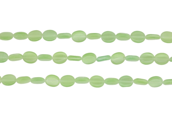 BEADS FROM NATURAL STONES - CAT'S EYE - OVAL - 10x8x4mm GREEN (LIGHT) 02 - PACKAGE (3x40pcs.) Hole-1.0mm