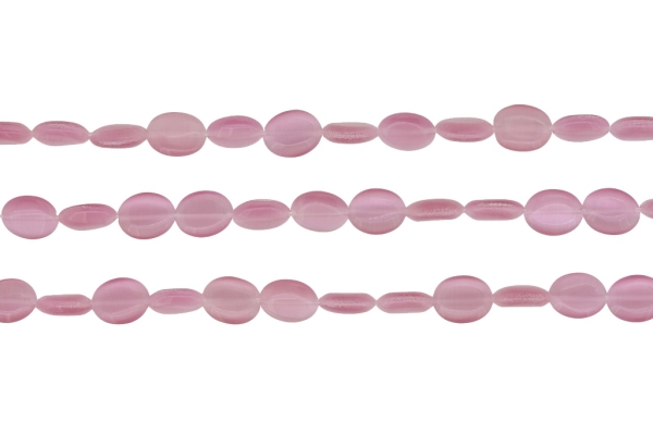 BEADS FROM NATURAL STONES - CAT'S EYE - OVAL - 10x8x4mm CORAL PINK (LIGHT) - PACKAGE (3x40pcs.) Hole-1.0mm