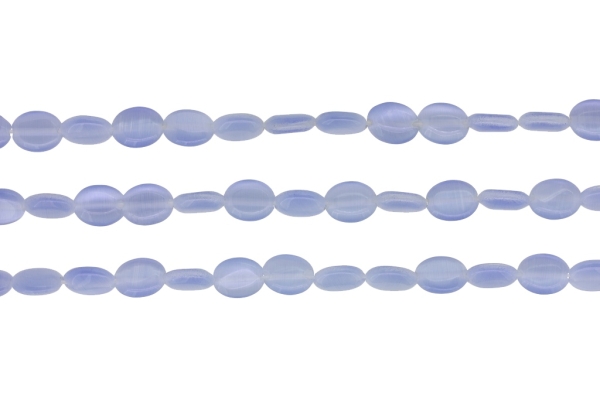 BEADS FROM NATURAL STONES - CAT'S EYE - OVAL - 10x8x4mm BLUE 02 - PACKAGE (3x40pcs.) Hole-1.0mm