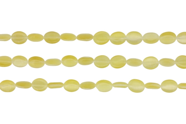 BEADS FROM NATURAL STONES - CAT'S EYE - OVAL - 10x8x4mm CHAMPAGNE (LIGHT) - PACKAGE (3x40pcs.) Hole-1.0mm