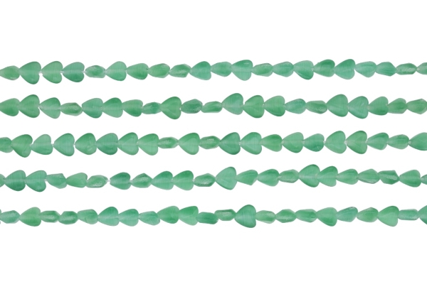 BEADS FROM NATURAL STONES - CAT'S EYE - HEART - 6x6x3mm GREEN - PACKAGE (5x62pcs.) Hole-0.8mm