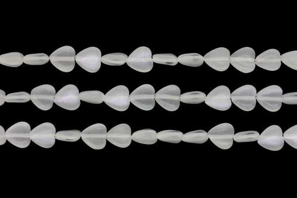 BEADS FROM NATURAL STONES - CAT'S EYE - HEART - 10x10x4mm WHITE - PACKAGE (3x40pcs.) Hole-1.0mm